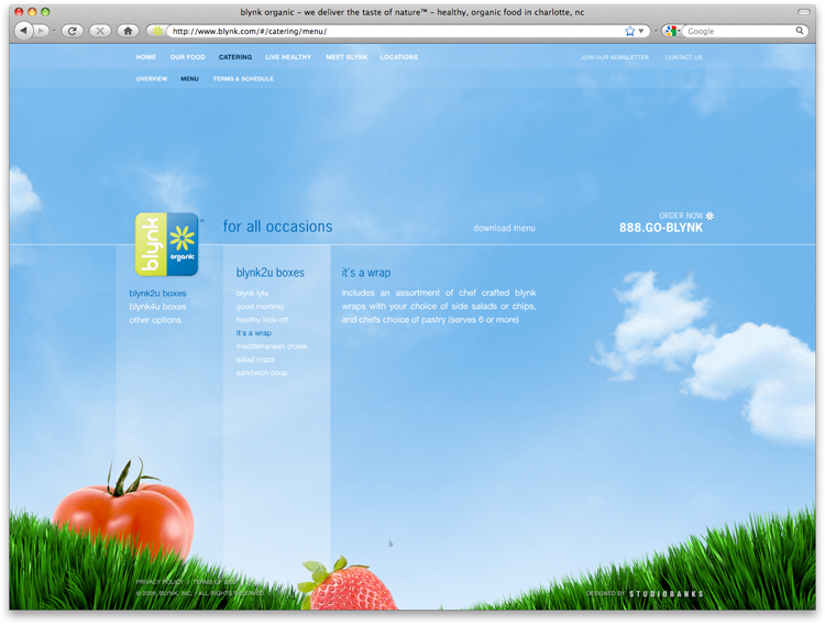 Blynk Organic - Catering - Menu